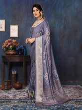 Purple Velvet Tussar Silk Woven Jacquard Saree